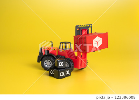 Carbon dioxide emissions from the transport and logistics industry. Drive sustainability with green solutions, efficient practices, and eco-friendly innovation. 122396009