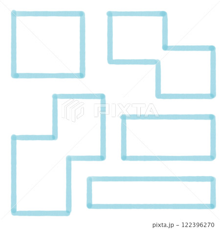 水色のマーカー風の四角いふきだし・枠のセット 122396270