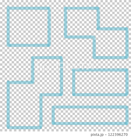 水色のマーカー風の四角いふきだし・枠のセット 122396270