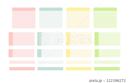 カラフルな付箋、メモ イラストセット カラフルな付箋、メモ イラストセット 122396272