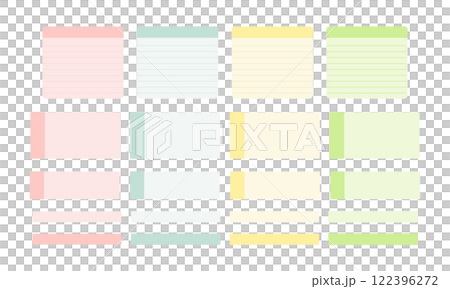 カラフルな付箋、メモ イラストセット カラフルな付箋、メモ イラストセット 122396272