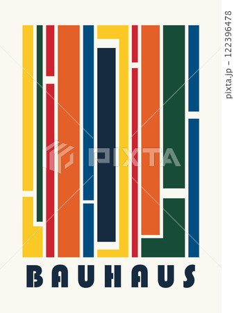 Abstract mid century colorful poster with geometric shapes. Modern Bauhaus minimalist flat art Abstract mid century colorful poster with geometric shapes. Modern Bauhaus minimalist flat art 122396478