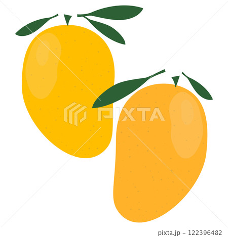 Mango sticker isolated on white background. Simple sweet fruits vector. Groovy fruits. Doodle style 122396482