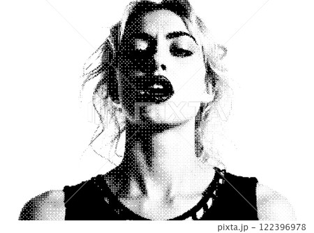 Old school pixel portrait of a woman in early computer style 122396978