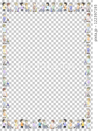 Frame illustration of an old man taking a walk 122397193