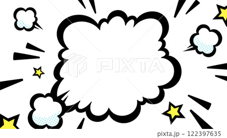 アメコミ風のシンプルな爆発の煙の背景イラスト_16:9 122397635