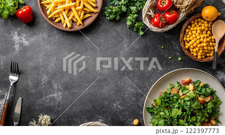 Utilizing Colorful and Healthy Ingredients for Preparing Delicious Meals and Dishes 122397773