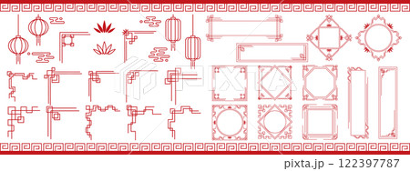 中華風の装飾セット　レッド 122397787