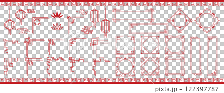 中華風の装飾セット　レッド 122397787