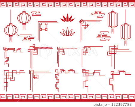 中華風の装飾セット レッド 中華風の装飾セット レッド 122397788
