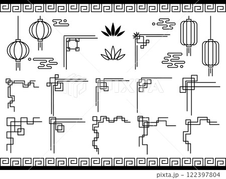 中華風の装飾セット　ブラック 122397804