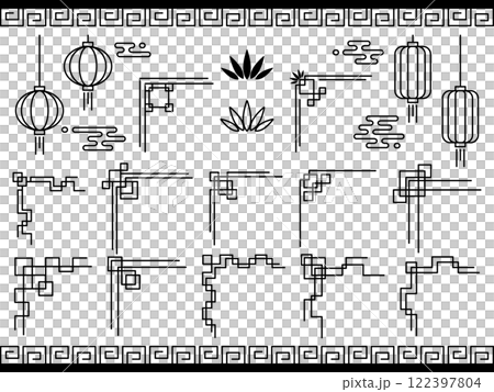 中華風の装飾セット　ブラック 122397804