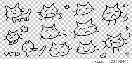 Icon illustration set of various cat facial expressions Icon illustration set of various cat facial expressions 122398463