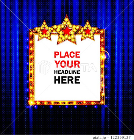 Light frame shining retro billboard with decoration. 122399127