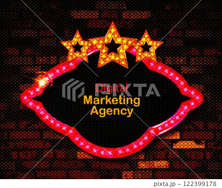 Light frame shining retro billboard with decoration. 122399178