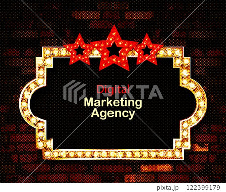 Light frame shining retro billboard with decoration. Light frame shining retro billboard with decoration. 122399179