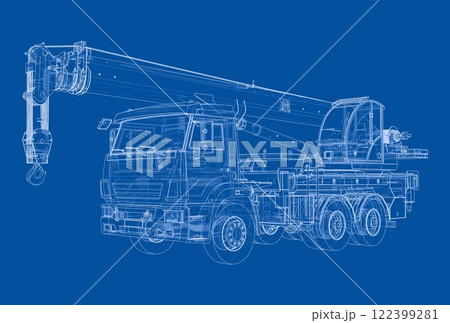 Car crane. Vector rendering of 3d Car crane. Vector rendering of 3d 122399281