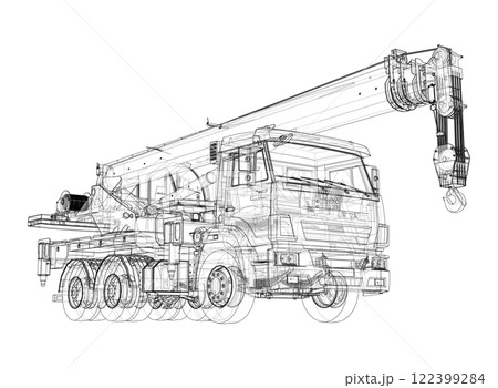 Car crane. Vector rendering of 3d Car crane. Vector rendering of 3d 122399284