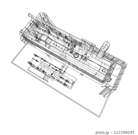 Industrial tank with valves. Vector rendered of 3d Industrial tank with valves. Vector rendered of 3d 122399295