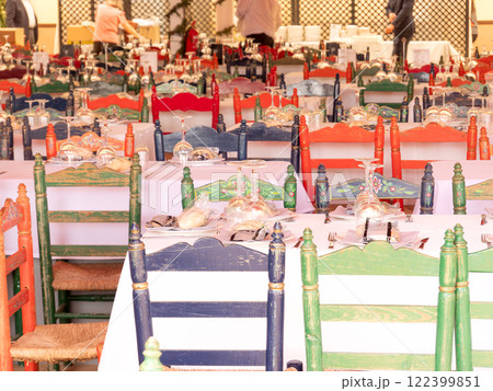 Detail of Chairs inside a Caseta at the Seville April Fair. 122399851