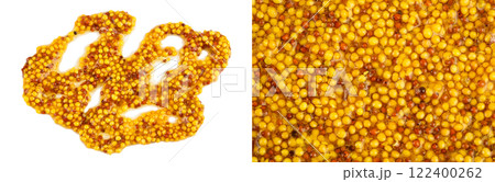 french mustard isolated on white background with full depth of field. Top view. Flat lay. french mustard isolated on white background with full depth of field. Top view. Flat lay. 122400262