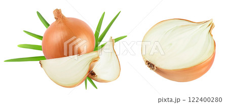 yellow onion isolated on white background close up yellow onion isolated on white background close up 122400280