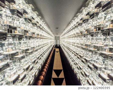 Fukagawa Fudou do with 10000 small crystal gorinto pagoda in Koto ward, in the east of Tokyo, Japan 122400395