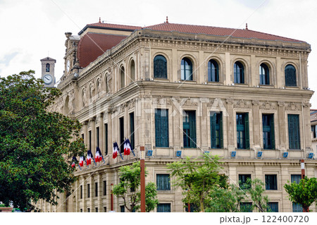City town hall municipality buildings and castle tower with clock in Cannes, France City town hall municipality buildings and castle tower with clock in Cannes, France 122400720