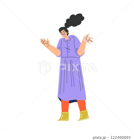 Angry Woman Character Standing and Scolding Vector Illustration Angry Woman Character Standing and Scolding Vector Illustration 122400893