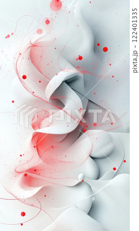Abstract 3D white and pink organic flowing shapes and textures 122401335