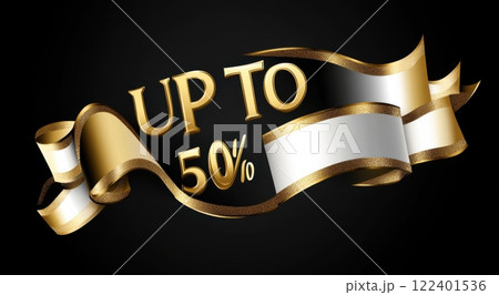Elegant black and gold discount design with decorative ribbon 122401536