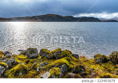 The large lake Thingvallavatn in the national park in the west of Iceland The large lake Thingvallavatn in the national park in the west of Iceland 122401679