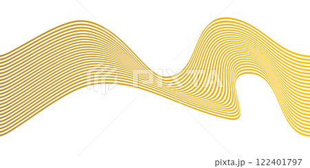 Luxury golden thin lines of gradient waves. Vector illustration 122401797