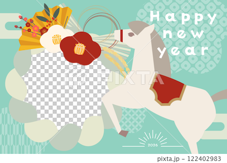 2026年新年賀卡向量圖帶相框相框Shimekazari新年裝飾日式日式圖案 2026年新年賀卡向量圖帶相框相框Shimekazari新年裝飾日式日式圖案 122402983