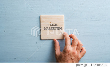 Wooden tile with an Email marketing sign Wooden tile with an Email marketing sign 122403320
