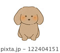 正面を向いてお座りをする茶色のダックスフンドのイラスト　手描き 122404151