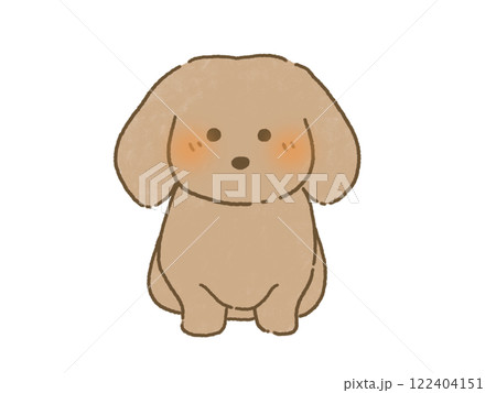 正面を向いてお座りをする茶色のダックスフンドのイラスト 手描き 正面を向いてお座りをする茶色のダックスフンドのイラスト 手描き 122404151