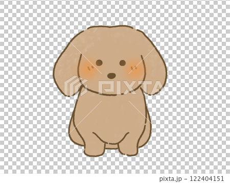 正面を向いてお座りをする茶色のダックスフンドのイラスト 手描き 正面を向いてお座りをする茶色のダックスフンドのイラスト 手描き 122404151