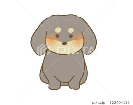 正面を向いてお座りをするダックスフンドのイラスト 手描き 正面を向いてお座りをするダックスフンドのイラスト 手描き 122404152