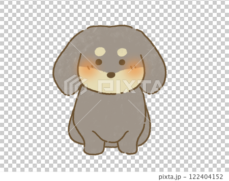 正面を向いてお座りをするダックスフンドのイラスト 手描き 正面を向いてお座りをするダックスフンドのイラスト 手描き 122404152