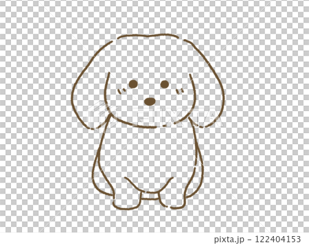 正面を向いてお座りをするダックスフンドのイラスト 線画 手描き 正面を向いてお座りをするダックスフンドのイラスト 線画 手描き 122404153