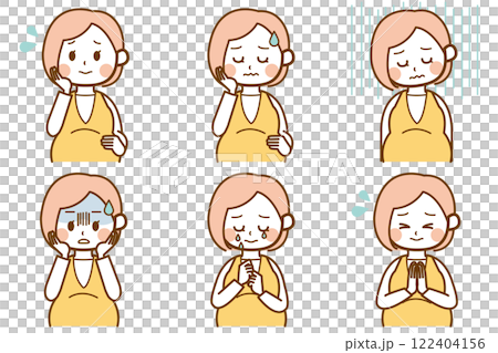 Illustration set of a pregnant woman with sad emotions 122404156