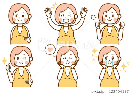 嬉しい感情の妊婦さんのイラストセット 嬉しい感情の妊婦さんのイラストセット 122404157