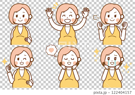 嬉しい感情の妊婦さんのイラストセット 嬉しい感情の妊婦さんのイラストセット 122404157