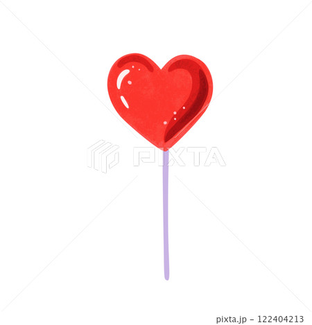Heart-shaped lollypop, vector hand-drawn illustration isolated on white background. 122404213