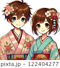 着物を着た男の子と女の子のイラスト 122404277