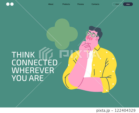 Thinking people, modern flat vector concept illustration- man standing thoughtfully, looking upwards, bubble near his head Metaphor for reflection, analysis, introspection, contemplation, deep thought Thinking people, modern flat vector concept illustration- man standing thoughtfully, looking upwards, bubble near his head Metaphor for reflection, analysis, introspection, contemplation, deep thought 122404329