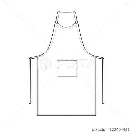 Sommelier Apron typical A-shaped throw-overs technical fashion illustration. Chef uniform for cooking Flat sketch  122404421