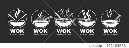 Flat Color Vector Asian Cuisine Logo Set. Ramen Bowl, Noodle Bowl Icon, Sushi Restaurant Emblem. Asian Food Logo, Asian Cuisine Design, Restaurant Branding, Food Symbol Flat Color Vector Asian Cuisine Logo Set. Ramen Bowl, Noodle Bowl Icon, Sushi Restaurant Emblem. Asian Food Logo, Asian Cuisine Design, Restaurant Branding, Food Symbol 122405638