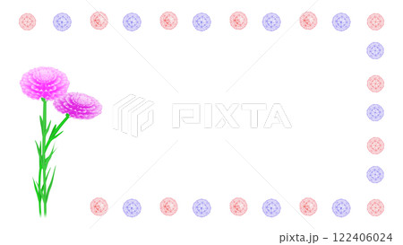 カーネーションのフレーム　文字入れ用 (透過) 素材 122406024